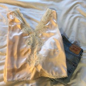Vintage silk camisole with lace